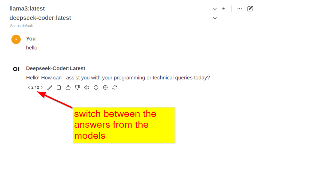 swicth between the answers from the models