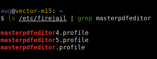 result of the command ls /etc/firejail | grep masterpdfeditor 